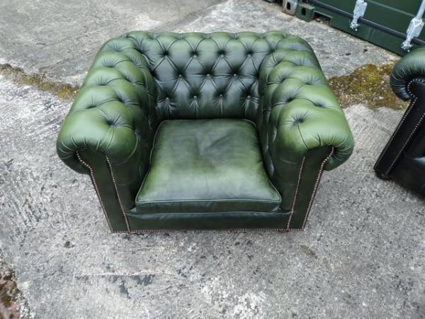 Image 1 of Che sofa 3 seater club chair and foot stool in good conditio