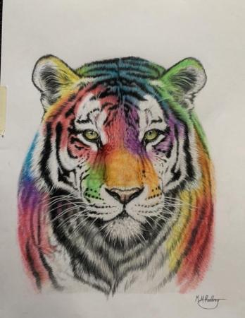 Image 3 of Artwork - multicoloured tiger 1of1 original artwork