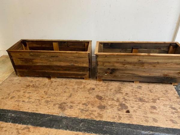 Image 2 of Pair of Rustic Treated Garden Planter Raised Beds