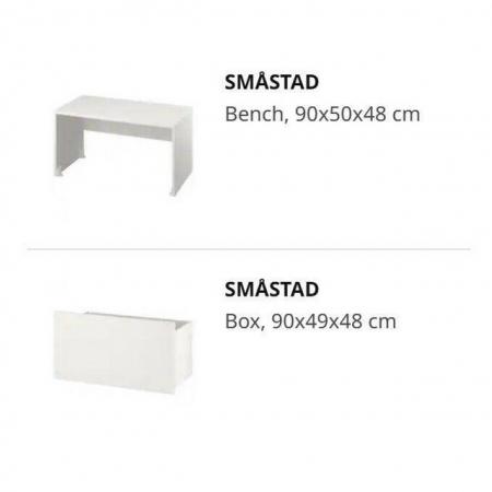 Image 2 of IKEA SMÅSTAD Bench with Toy Storage White 90x50x48cm