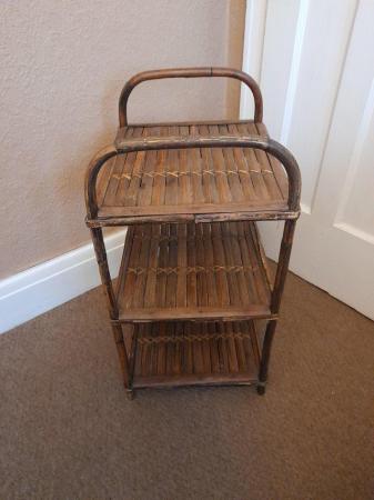 Image 2 of Lovely vintage bamboo table /shelves unit