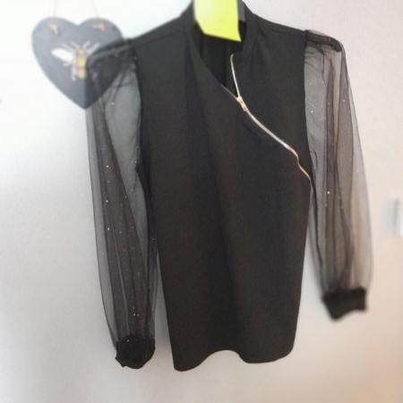 Image 3 of Tulle shirt asymmetric zipper size Large