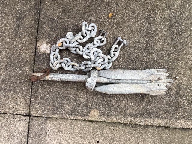 Preview of the first image of Galvanised Folding Grapnel Anchor with chain.