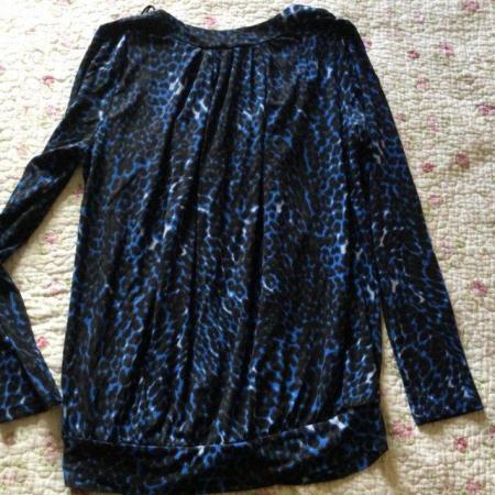 Image 3 of BNWT SOUTH Blue Leopard Print Long Sleeve Top, Size 14