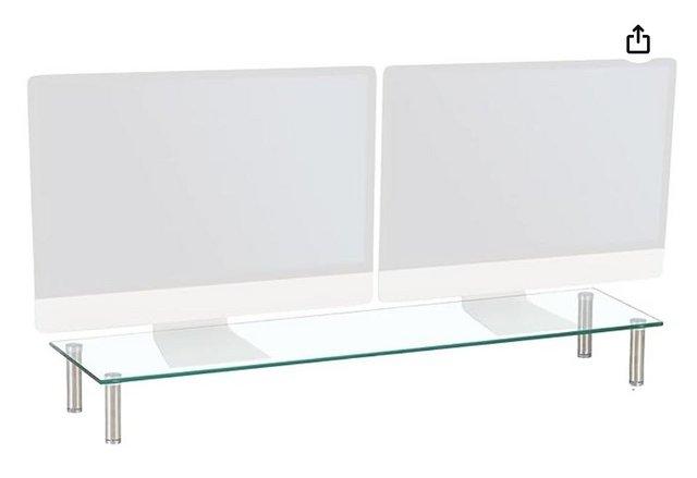 Preview of the first image of Large clear glass monitor stand/shelf or TV Stand.