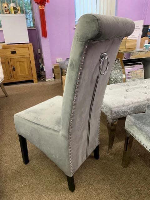 Preview of the first image of Lucy silver plush dining chair.
