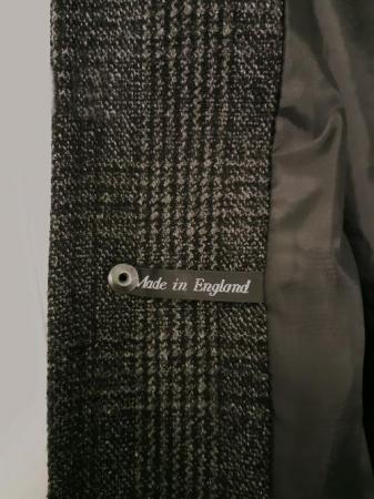 Image 4 of Mens Dark Wool Mix Grey Plaid Coat By Peter Werth - Size 3