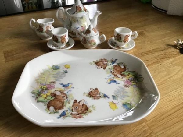 Image 1 of Miniature porcelain tea set and tray