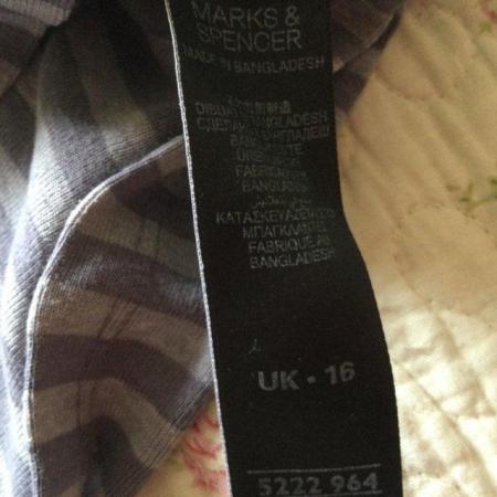 Image 5 of Size 16 M&S Grey Stripe Cowl Neck Long Sleeve Tunic