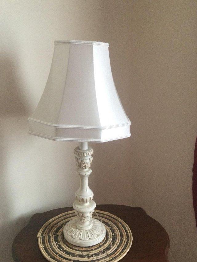Preview of the first image of Vintage Cream Wooden Table Lamp.