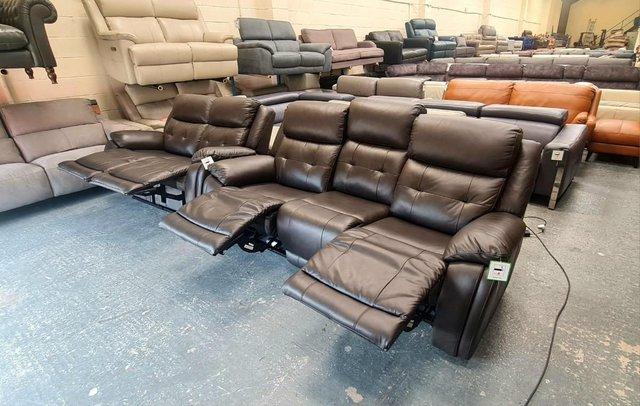Image 3 of La-z-boy El Paso brown leather recliner 3+2 seater sofas
