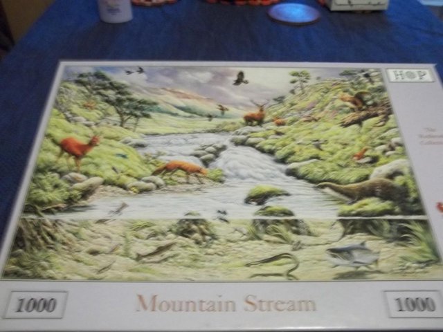 Preview of the first image of MOUNTAIN STREAM House of Puzzles 1000 piece jigsaw puzzle.