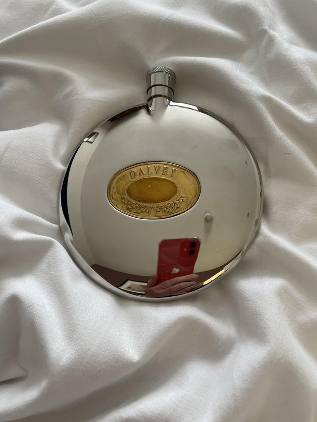 Preview of the first image of Dalvey Oval Hip Flask in original box.
