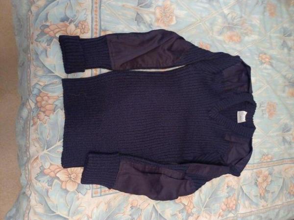 Image 2 of Blue V neck jumper 100% pure wool small (36-38)