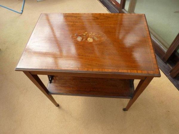 Image 2 of Wooden trolley with inlaid marquetry