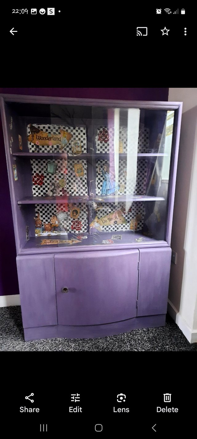 Preview of the first image of One of a kind upcycled Alice in Wonderland  drinks cabinet.