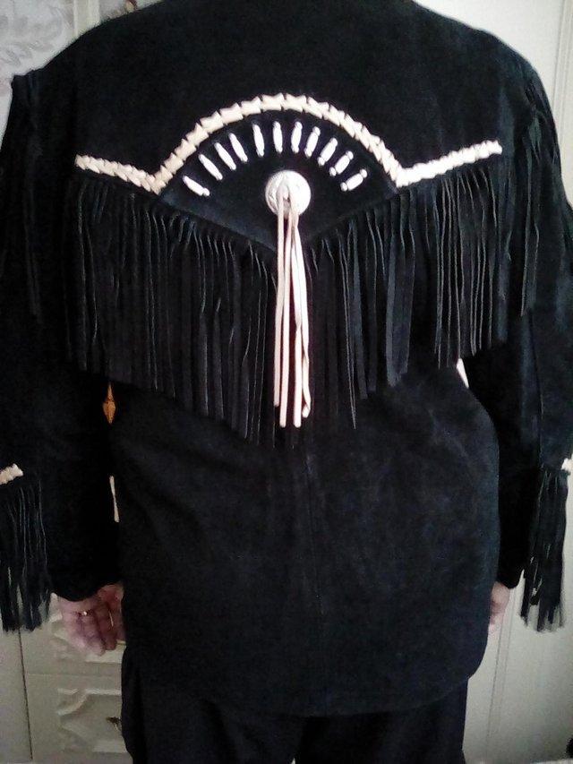 Preview of the first image of Man's Black suede Western jacket.