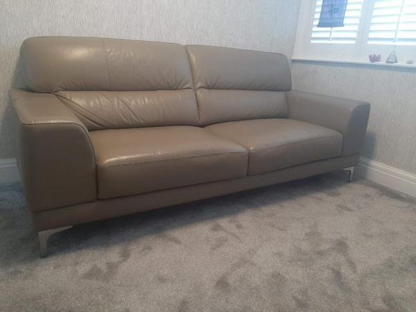 Image 2 of DFS Leather 3 Seater Sofa