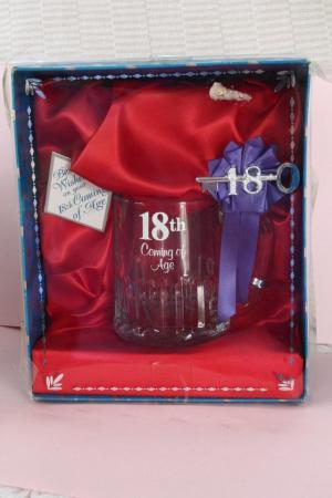 Image 2 of 18th Birthday Drinking 1/2 Glass Boxed Gift Novelty glass bi