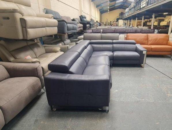 Image 6 of Torres blue leather electric recliner corner sofa
