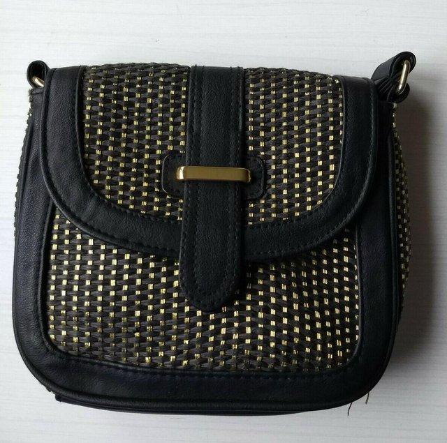 Preview of the first image of New Women's Warehouse Black & Gold Shoulder Crossbody Bag.