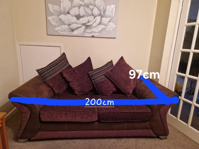 Preview of the first image of 3 seater DFS dark brown sofa - very good condition.