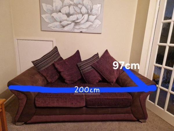 Image 1 of 3 seater DFS dark brown sofa - very good condition