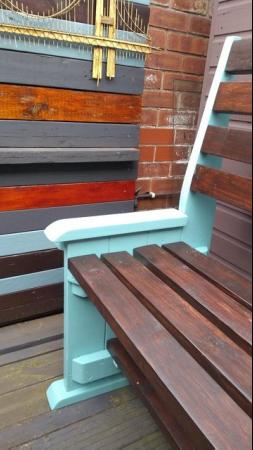 Image 2 of LARGE EASY SIT GARDEN BENCH . finished in rosewood and teal