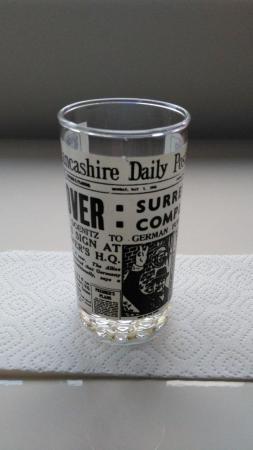 Image 1 of LANCASHIRE DAILY POST 1 MAY 1945 COMMEMORATIVE GLASS