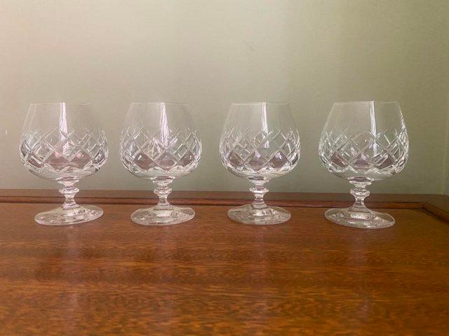 Preview of the first image of Set of 4 Cut glass Brandy Glasses.