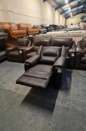 Image 6 of Avola dark brown leather electric recliner armchair