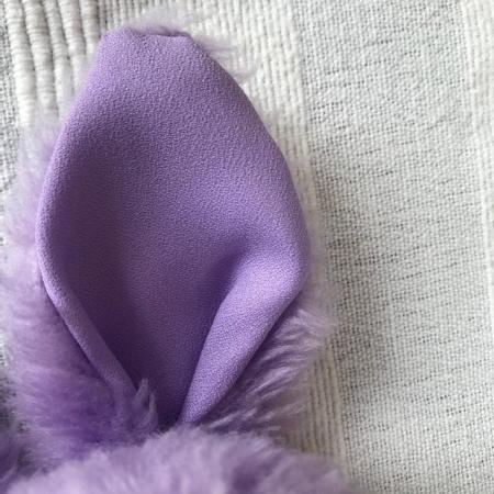 Image 3 of Vintage 1980's handmade purple faux fur rabbit soft toy.