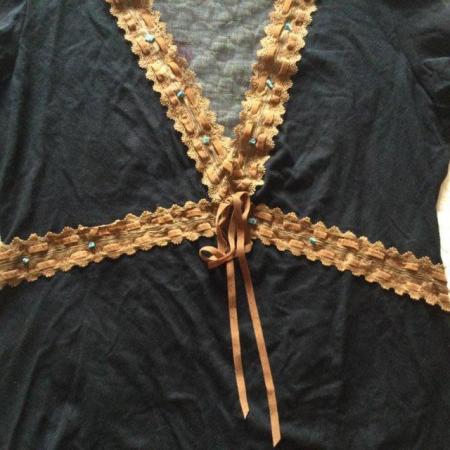 Image 2 of 90s/Y2K Vtg TATTOO Sheer Bohemian Top with Turquoise Beads