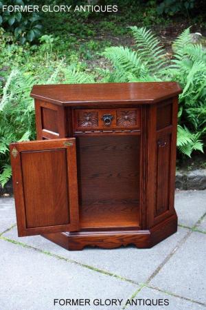 Image 23 of OLD CHARM TUDOR OAK CANTED HALL TABLE CABINET CUPBOARD STAND