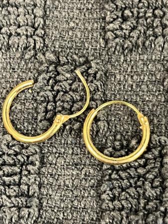 Image 2 of Small Sleeper Hoop Earrings 9ct Gold………….