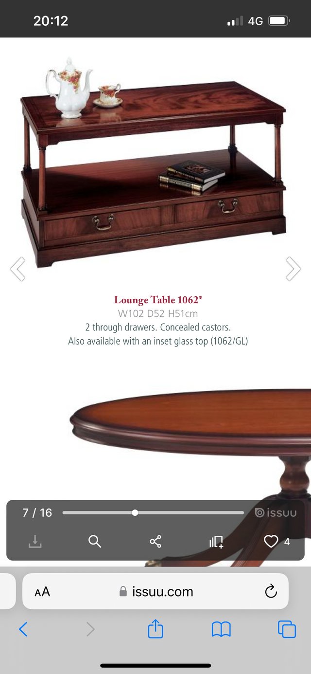 Preview of the first image of Strongbow Furniture coffee / lounge table with 2 drawers.