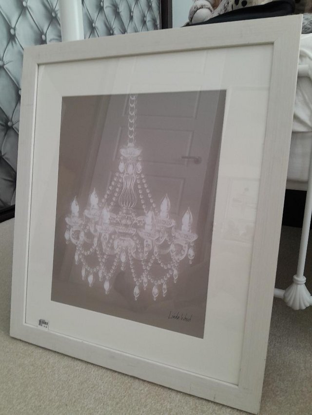 Preview of the first image of The Neutral Chandelier II - Linda Wood Print.