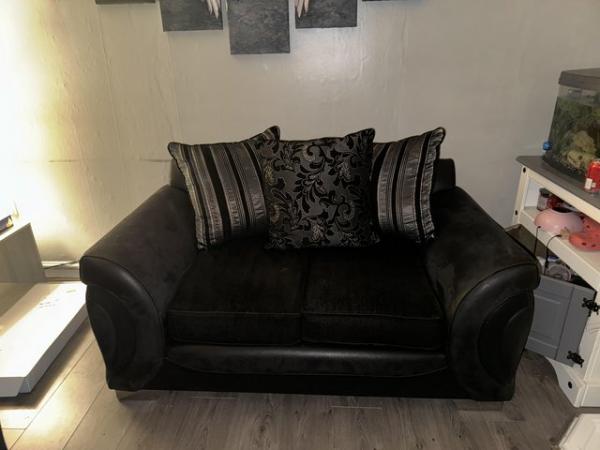 Image 1 of Black patterned sofa 2 & 3 seater