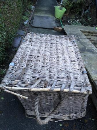 Image 1 of Large vintage wicker laundry hamper firewood