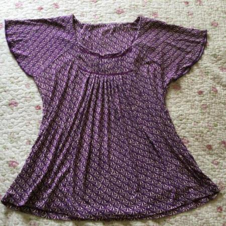 Image 2 of Size 18 NEXT Purple & Cream Short Sleeved Smock Top