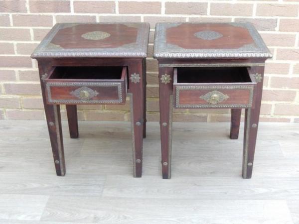Image 6 of Pair of Indian Bedside Tables (UK Delivery)