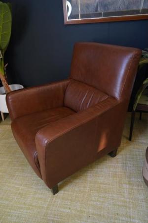 Image 10 of Mid Century Vintage Real Conker Brown Leather Armchair