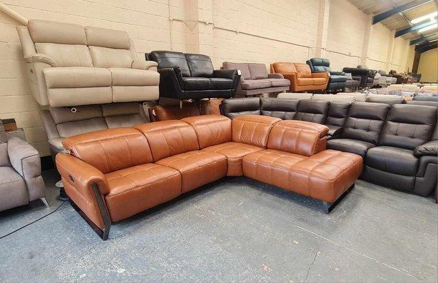 Image 11 of Packham Metz caramel leather electric recliner corner sofa