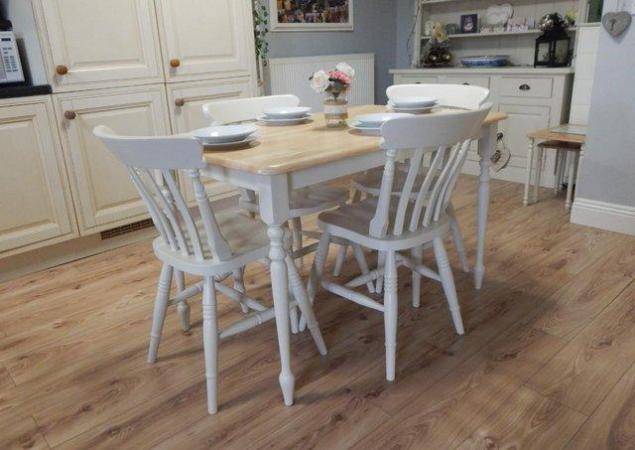 Image 6 of Farmhouse Beech Dining table / Kitchen table & 4 chairs