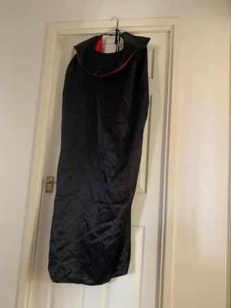 Image 2 of HALLOWEEN BLACK CAPE WITH RED COLLAR AND LINING