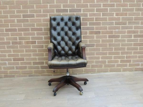 Image 1 of Vintage Directors Chesterfield High Back Chair (UK Delivery)