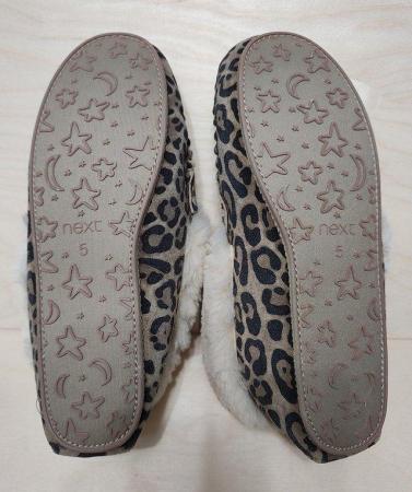 Image 6 of New NEXT Women's Leather Leopard Print Slippers UK 5 Collect