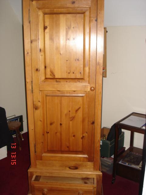 Preview of the first image of ANTIQUE PINE SINGLE WARDROBE.
