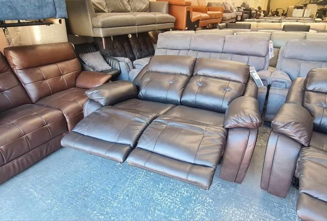 Image 16 of La-z-boy brown leather electric recliner 3+2 seater sofa