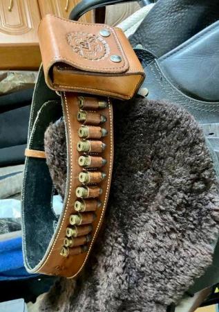 Image 1 of Genuine Western Holster Belt Tooled Leather